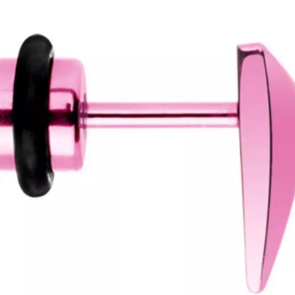 2 Pink Titanium Triangle Cheater Plugs - Picture 3 of 3